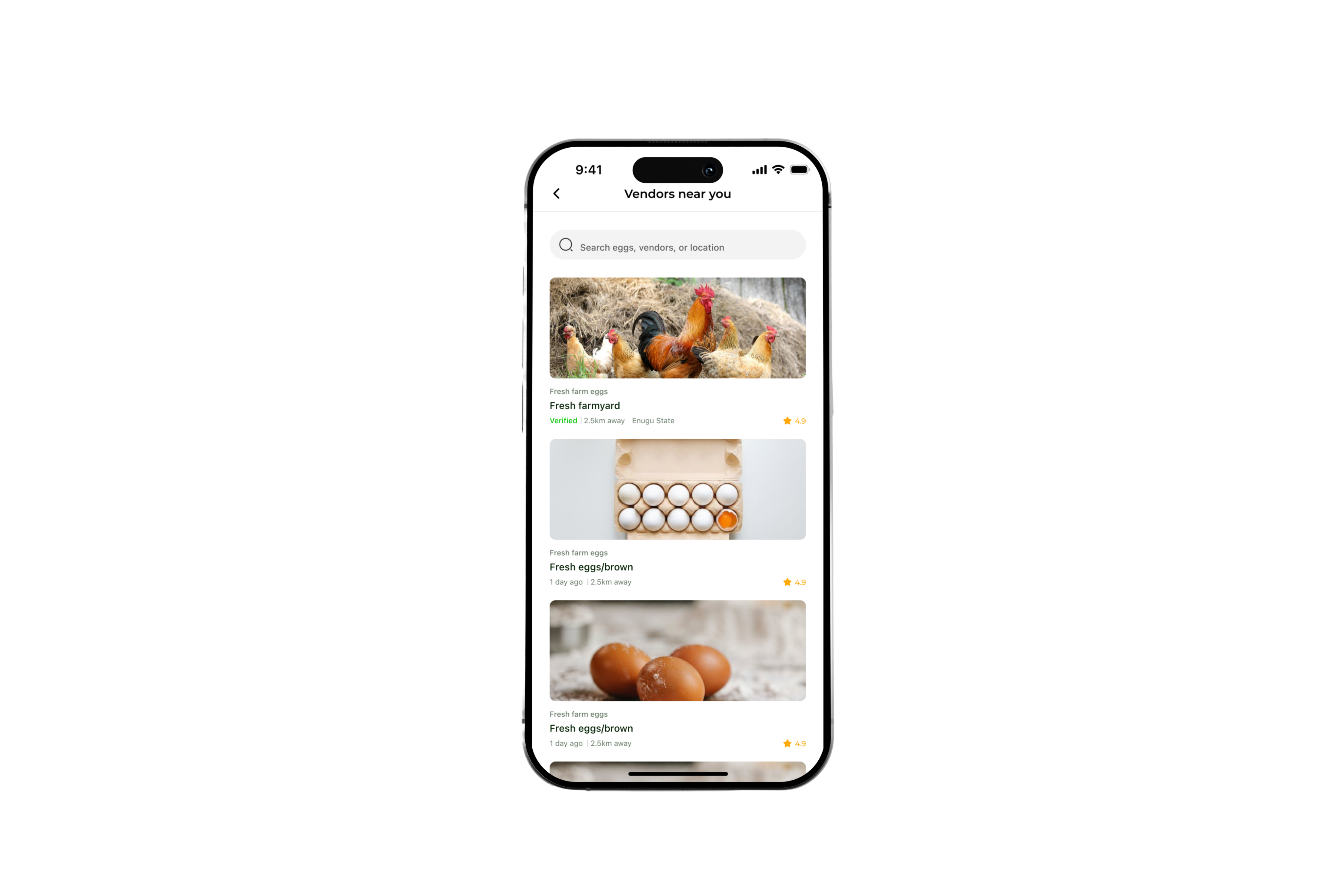 Finding trusted suppliers should feel effortless. — app screen