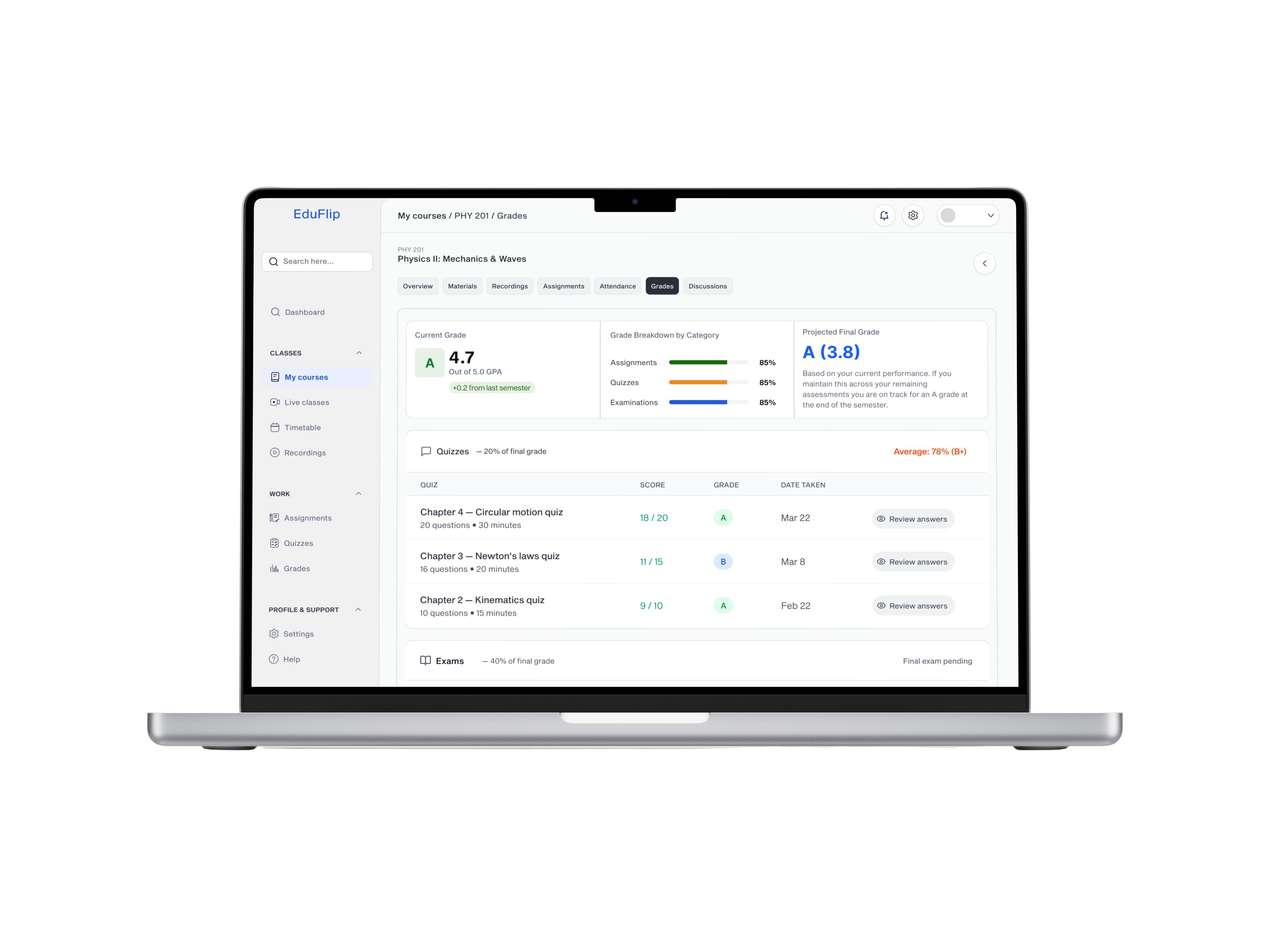 A connected learning experience. — app screen