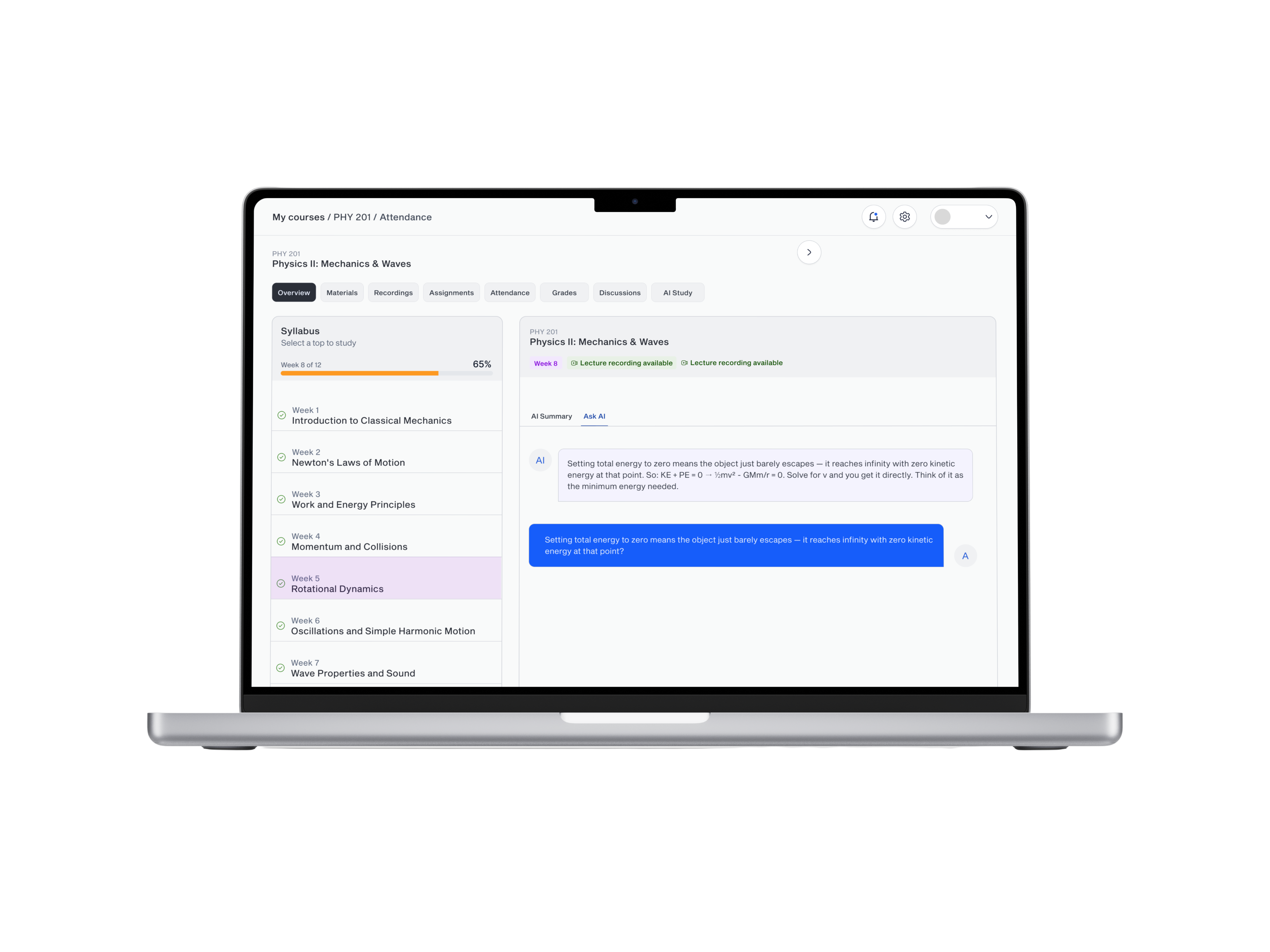 Helping students learn better with AI. — app screen