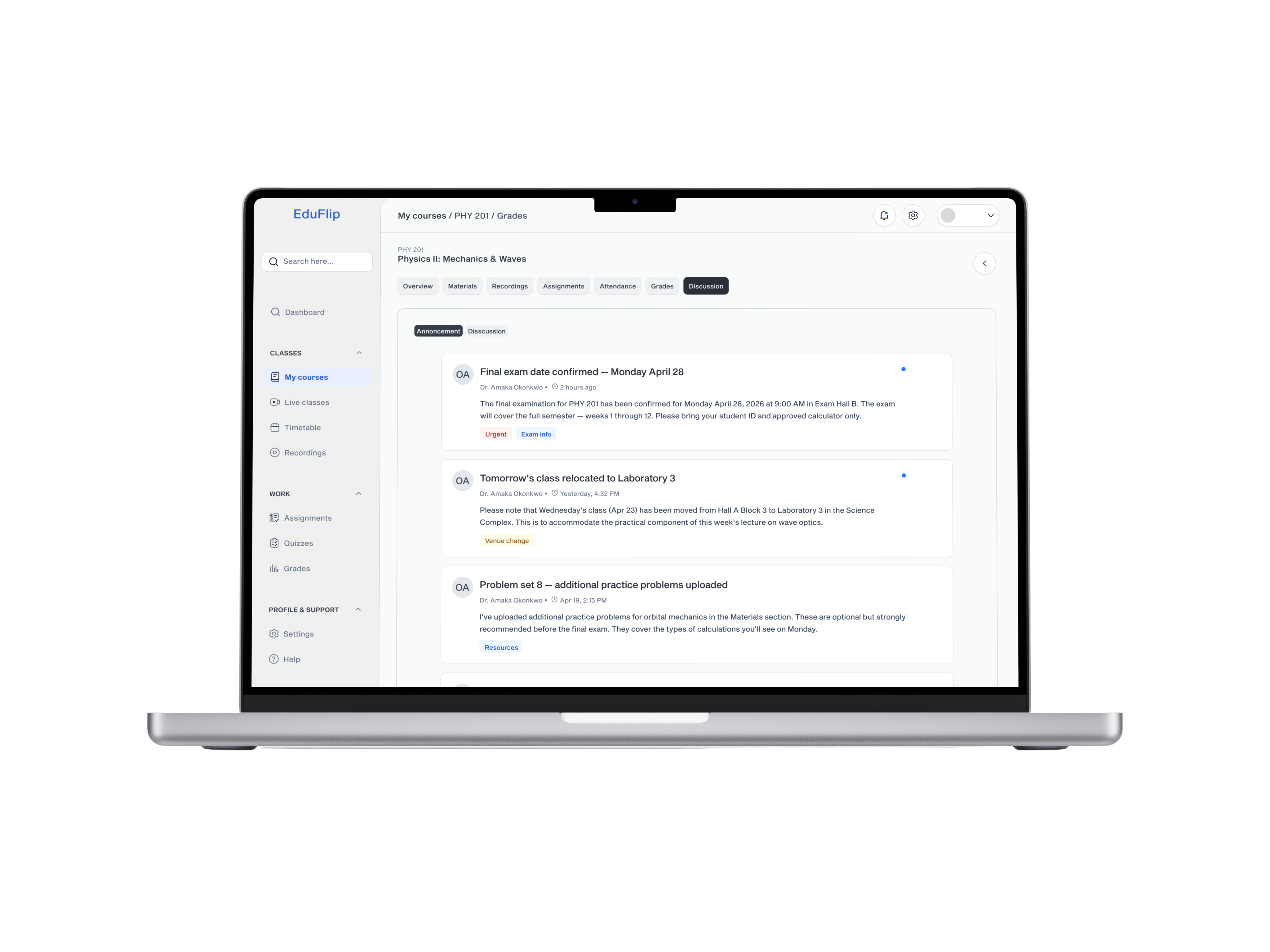 Keeping students connected beyond the classroom. — app screen
