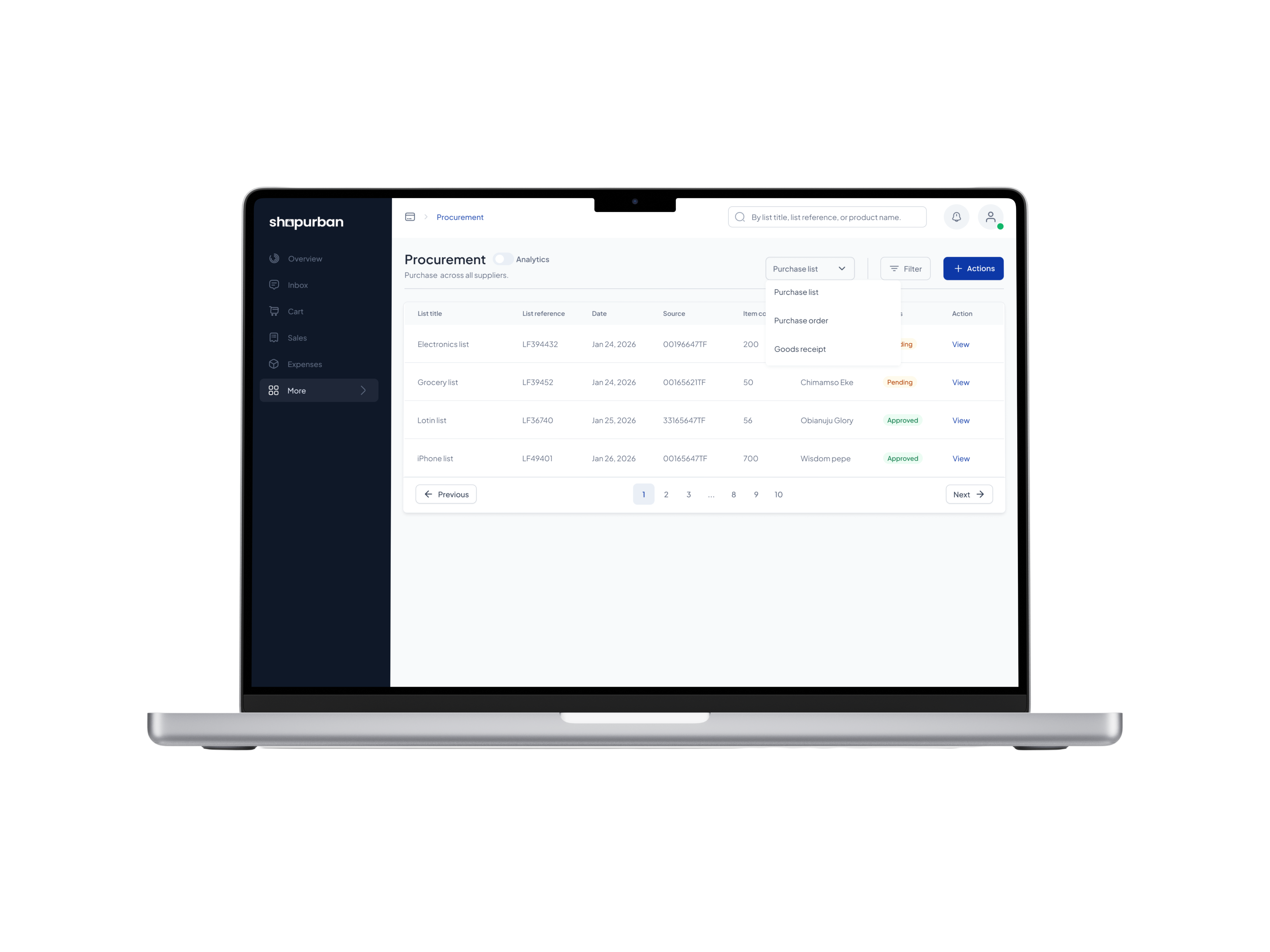 Simplifying procurement from request to purchase. — screen