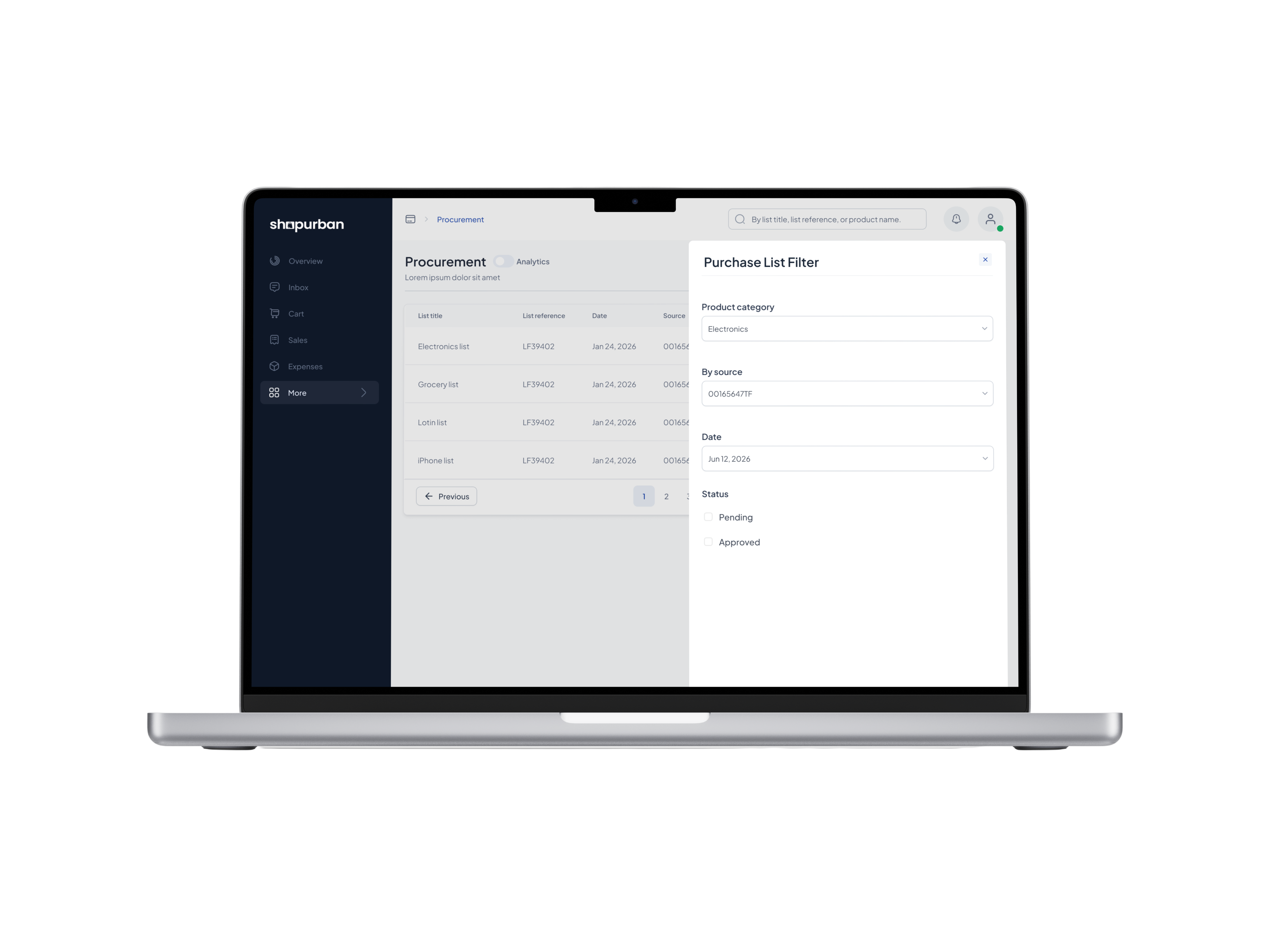 Simplifying procurement from request to purchase. — screen
