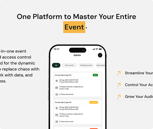 One platform. Every stage of the event. — app screen